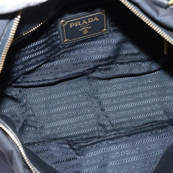 PRADA Tote Bag Nylon 2way Navy Gold Auth PP893 - Picture 10 of 16